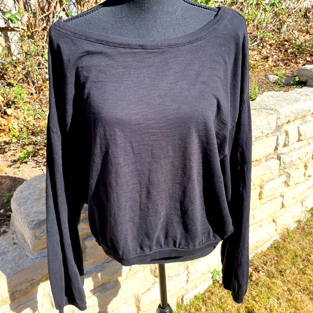 bobi Black Lightweight Long Sleeve Boatneck Top